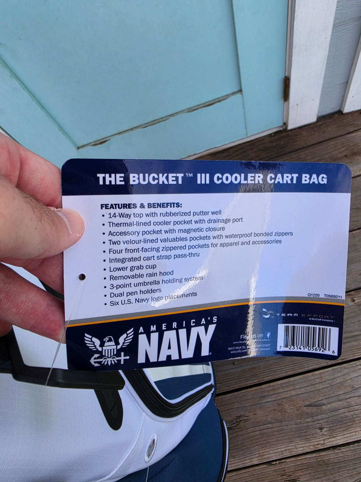 Team Effort U.S. Navy Bucket III 14-Way Cooler Golf Cart Bag w/ Rain Hood - Image 10