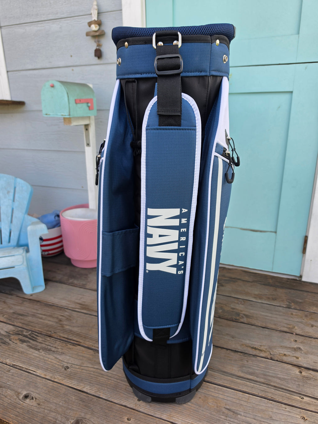 Team Effort U.S. Navy Bucket III 14-Way Cooler Golf Cart Bag w/ Rain Hood - Image 4