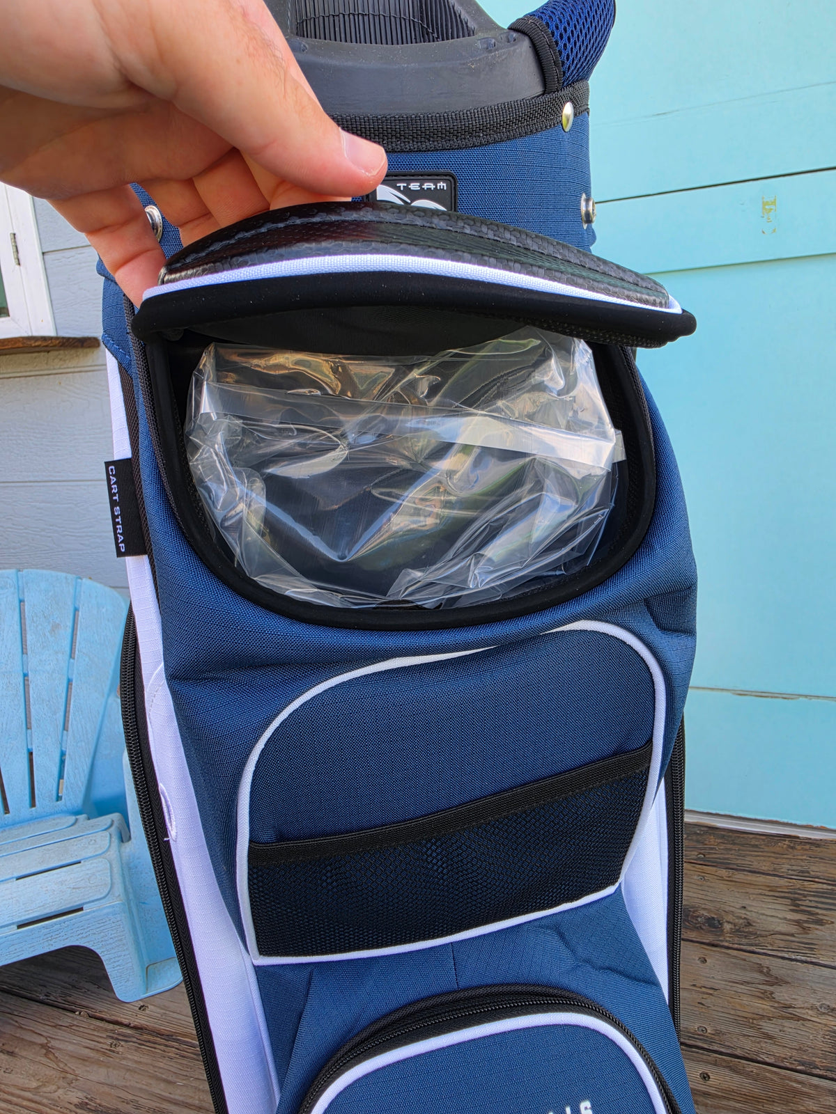 Team Effort U.S. Navy Bucket III 14-Way Cooler Golf Cart Bag w/ Rain Hood - Image 7