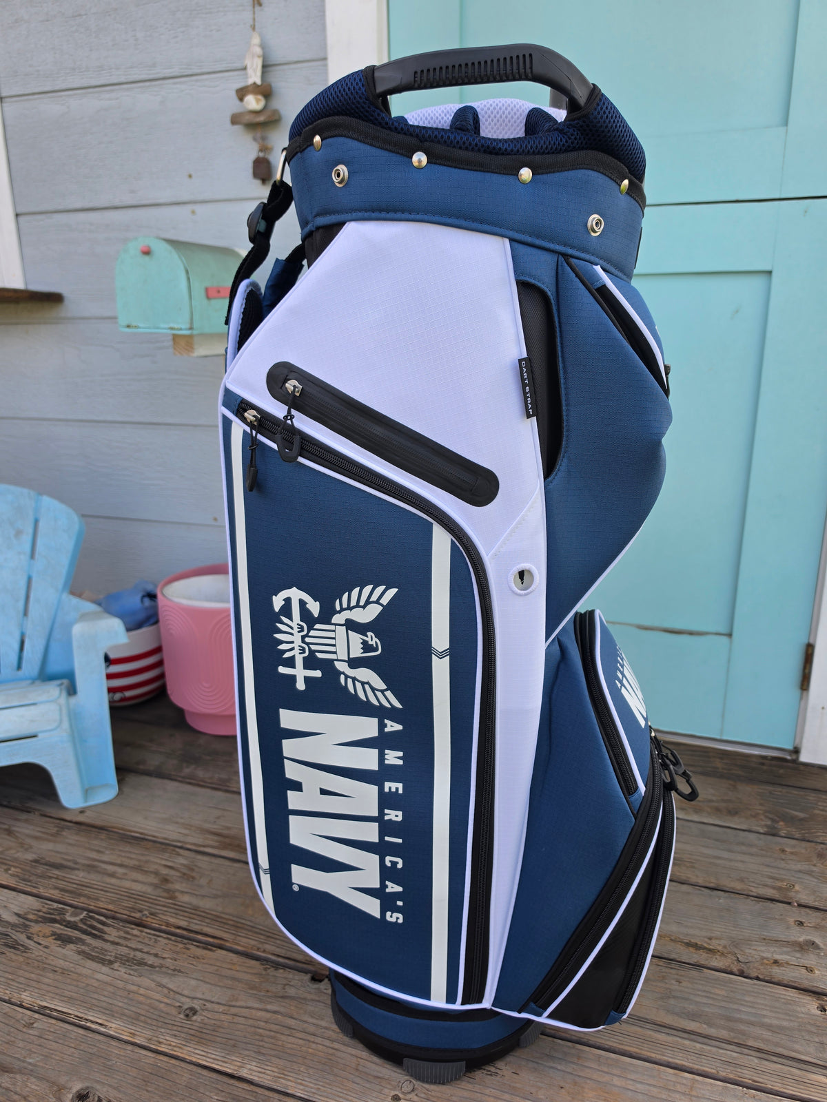 Team Effort U.S. Navy Bucket III 14-Way Cooler Golf Cart Bag w/ Rain Hood - Image 3