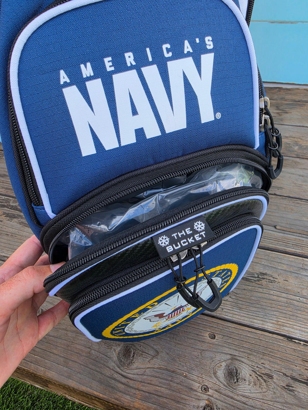 Team Effort U.S. Navy Bucket III 14-Way Cooler Golf Cart Bag w/ Rain Hood - Image 6
